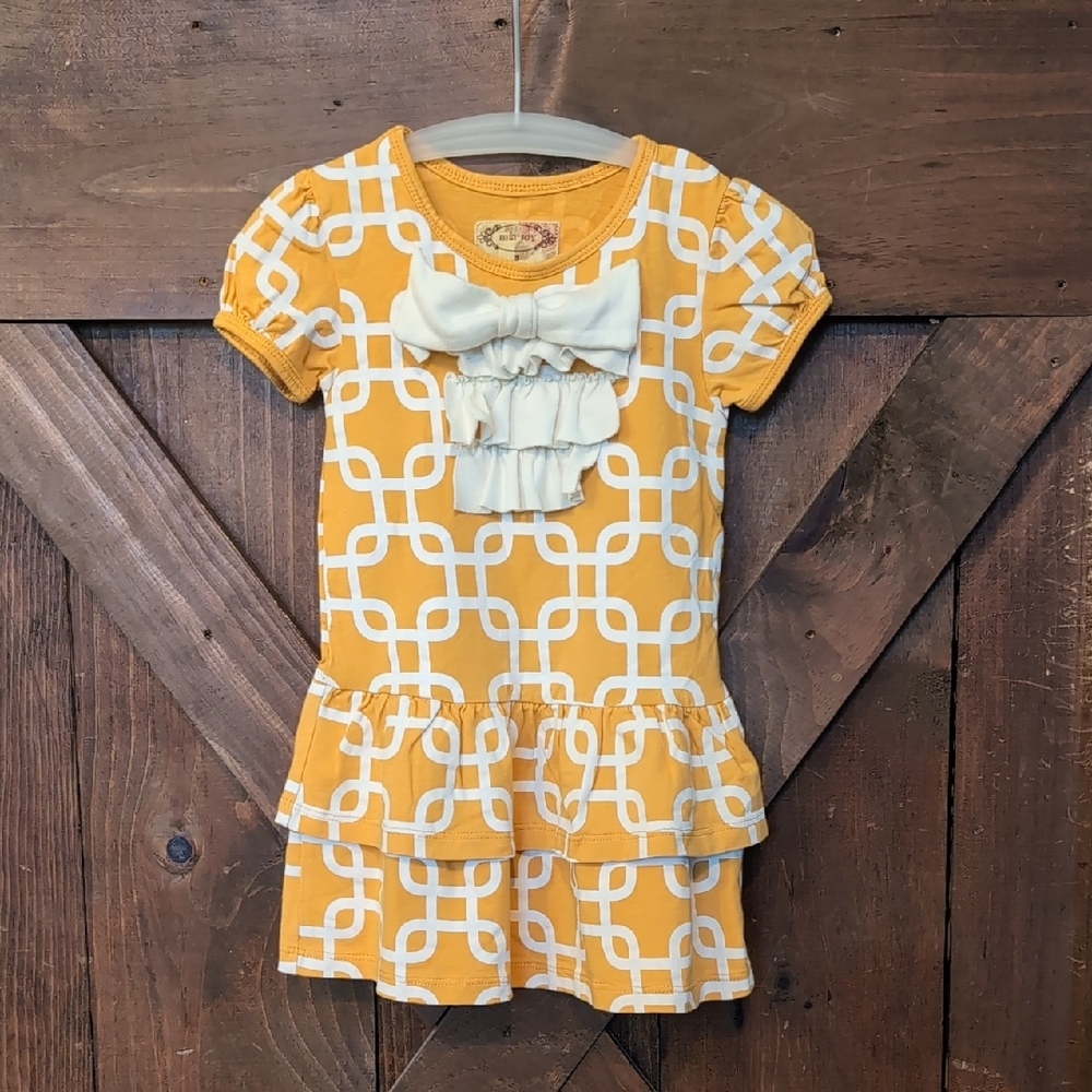 Joyfolie Orange and White Puff Sleeve Sundress